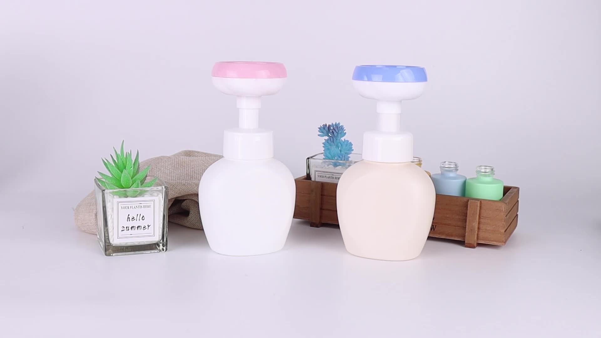 250ml 300ml Flower Shaped Hand Washing Cleanser Fluid Packaging Liquid Soap Dispenser Bubble