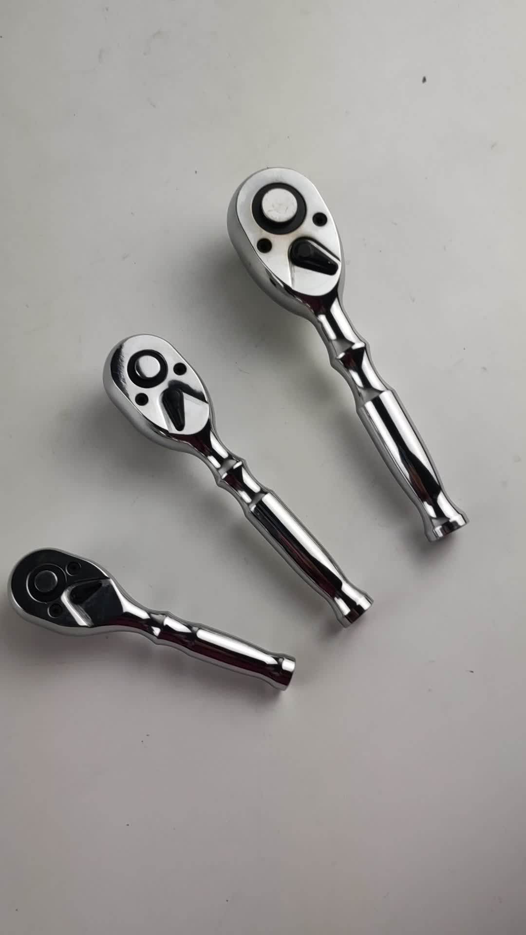 3 In 1 Head Small Ratchet Wrench Stubby Ratchet Handle 1/2" Adjustable
