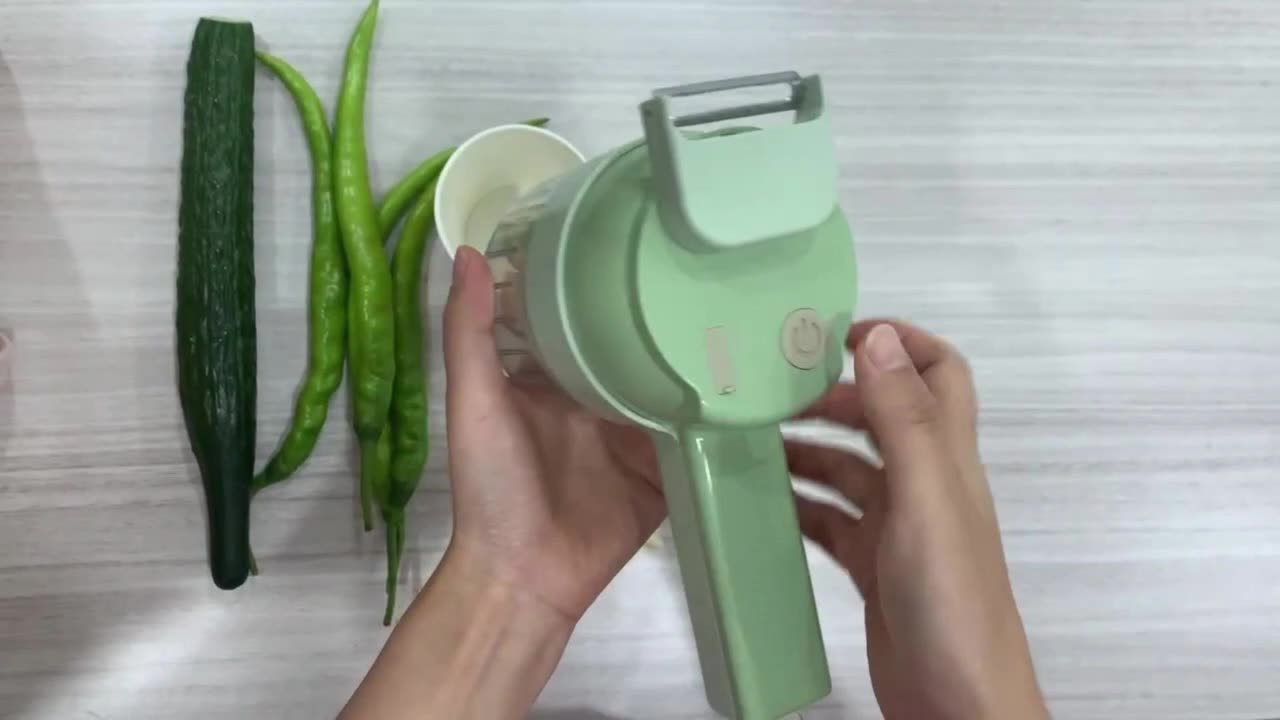 4 In 1 Handheld Electric Vegetable Cutter Set Garlic Chopper For Garlic