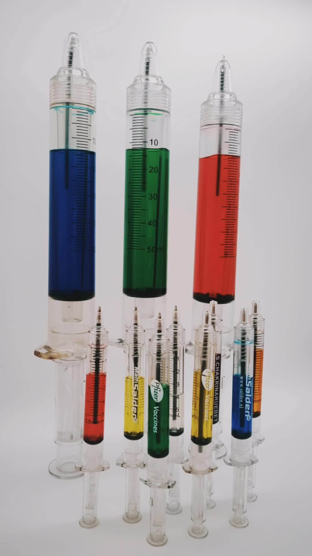 Novelty Retractable Jumbo Plastic Big Syringe Ballpoint Pen Injection