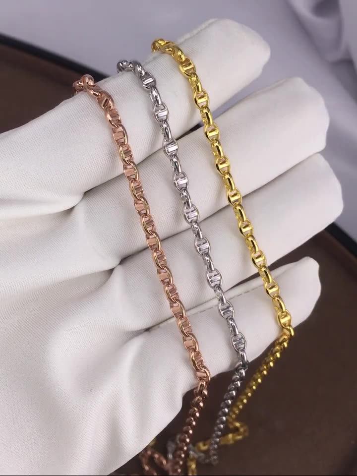 18k REAL Yellow Gold Rose Gold Men's Mariner Chain Necklaces