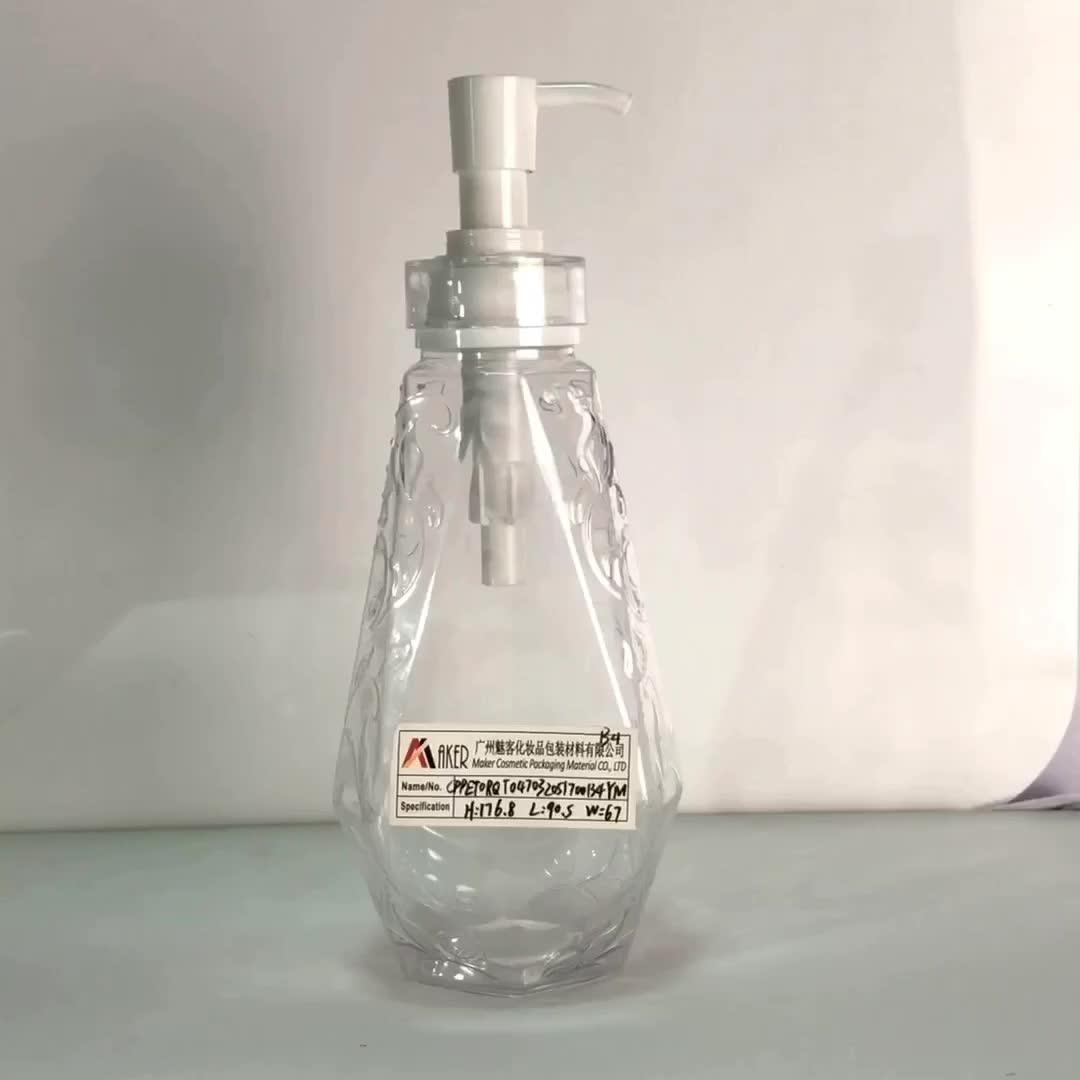 China Wholesale Unique Shape Empty 500ml Clear Pet Plastic Shower Gel