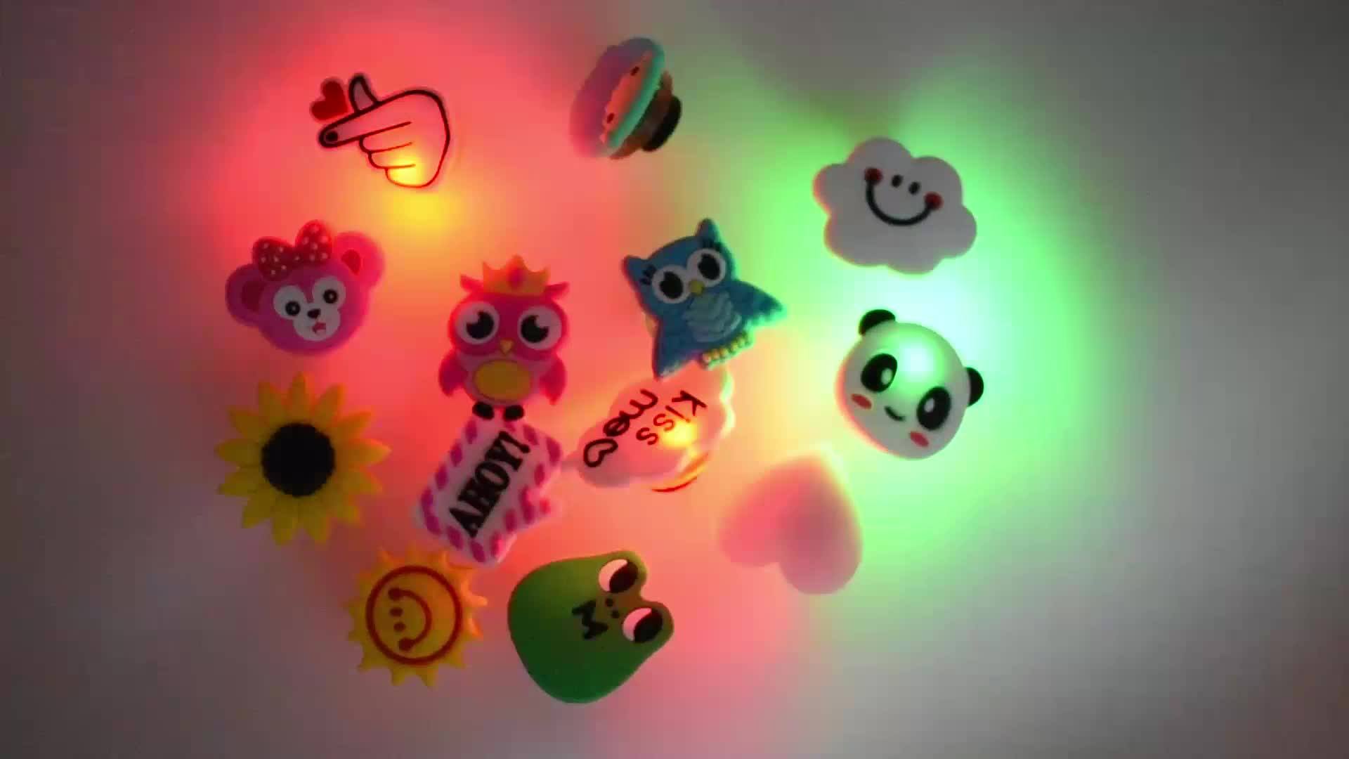 Light Up Bling Led Pvc Glow Up Croc Charms Shoe Decorations For Kids