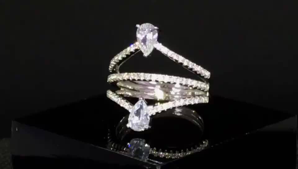 New Model Pear Shape Diamond Saudi Arabia White Gold Wedding Rings