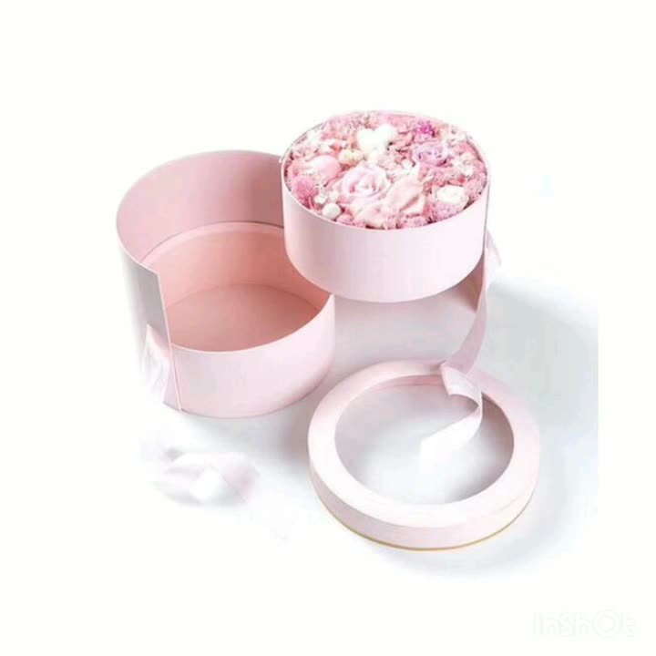 Round Doublelayer Rotating Flower Box For Eternal Flowers And Fresh