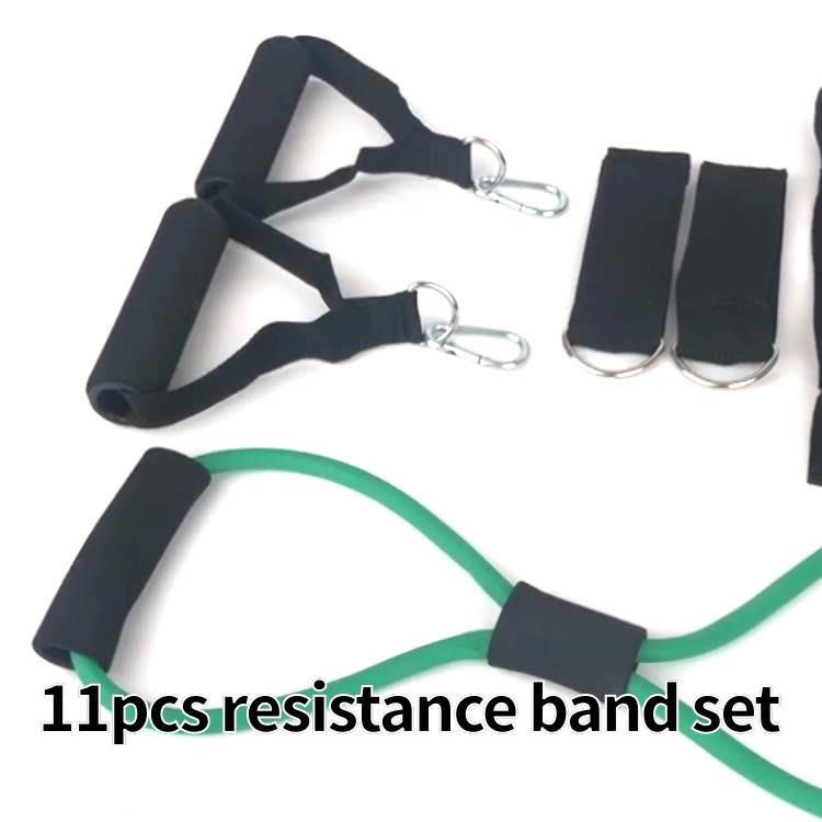 11 Pcs Latex Resistance Band Set Workout Band Set With Door Anchor