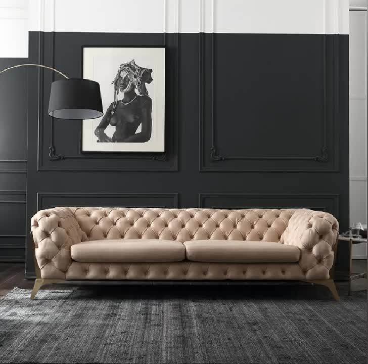 Italy Style Luxury Chesterfield Lawson Sofa With Goldplated Leg Buy