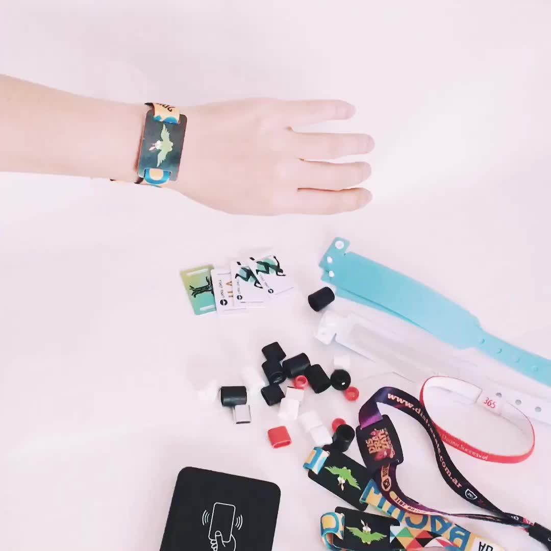 Eco Friendly Polyester Woven Fabric Bracelets Rfid Nfc Wristband For