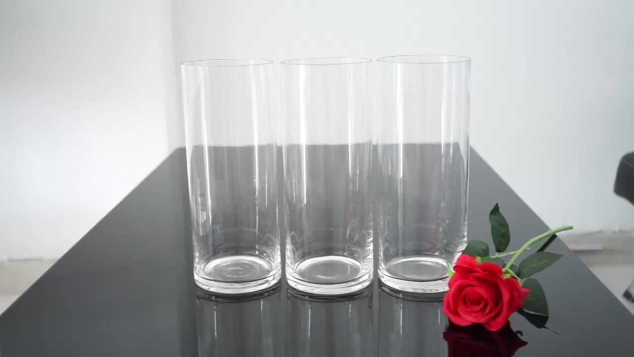 20cm Elegant Large Tall Cylinder Crystal Clear Glass Flared Flower Vases Buy Crystal Clear