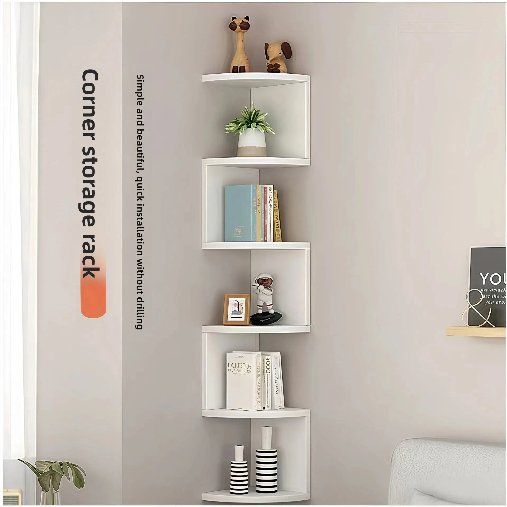 Corner Storage Rack, Suspended Wall Decoration, Living Room...