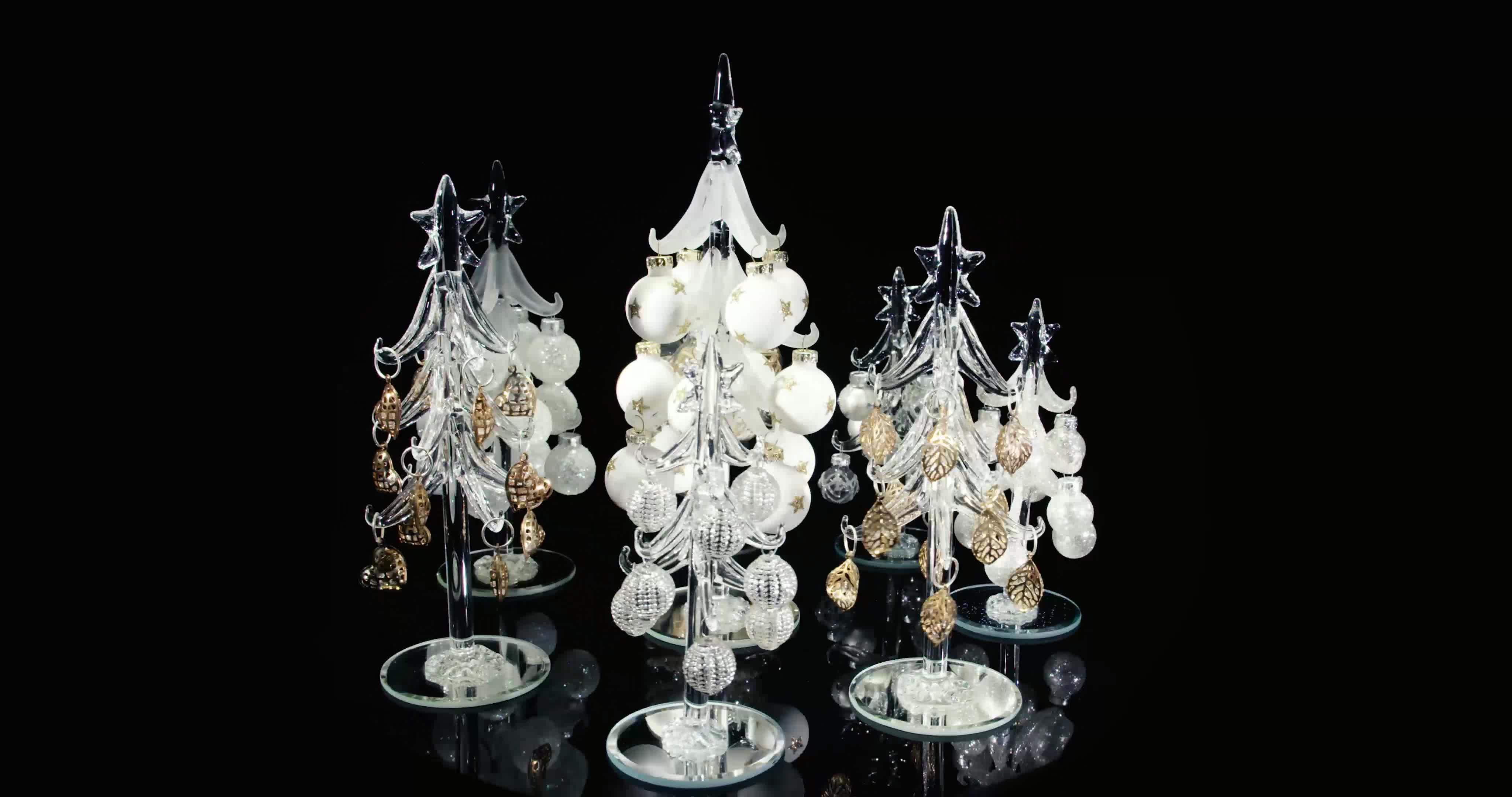 Home Decoration Handmade Blown Glass Christmas Tree With Small