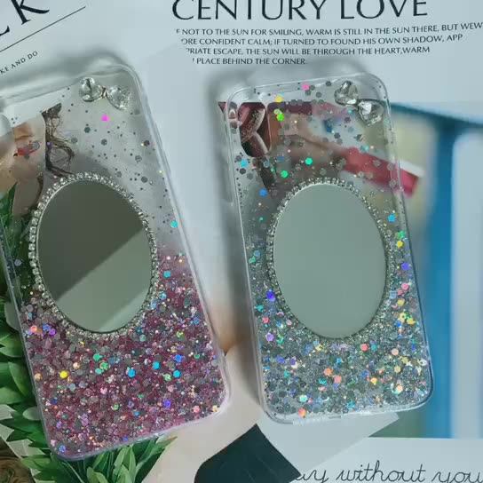 Shiny Phone Case With Mirror Phone Back Cover Fashion Lady Make Up