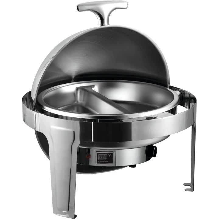 Luxury Commercial Buffet Food Warmer Roll Top Chafing Dish With Glass