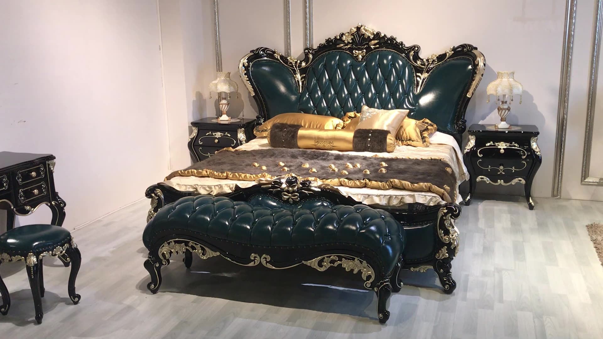 European Style Bedroom Furniture Five Star Hotel Solid Wood Double Bed