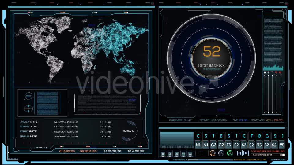 15组数字电路高科技雷达波形图地理位置虚拟屏幕HUD动态动画 高清视频素材-天天素材网