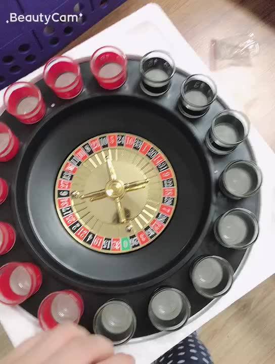 12 Cup Shot Glass Roulette Wheel Drinking Game Casino Roulette Mini