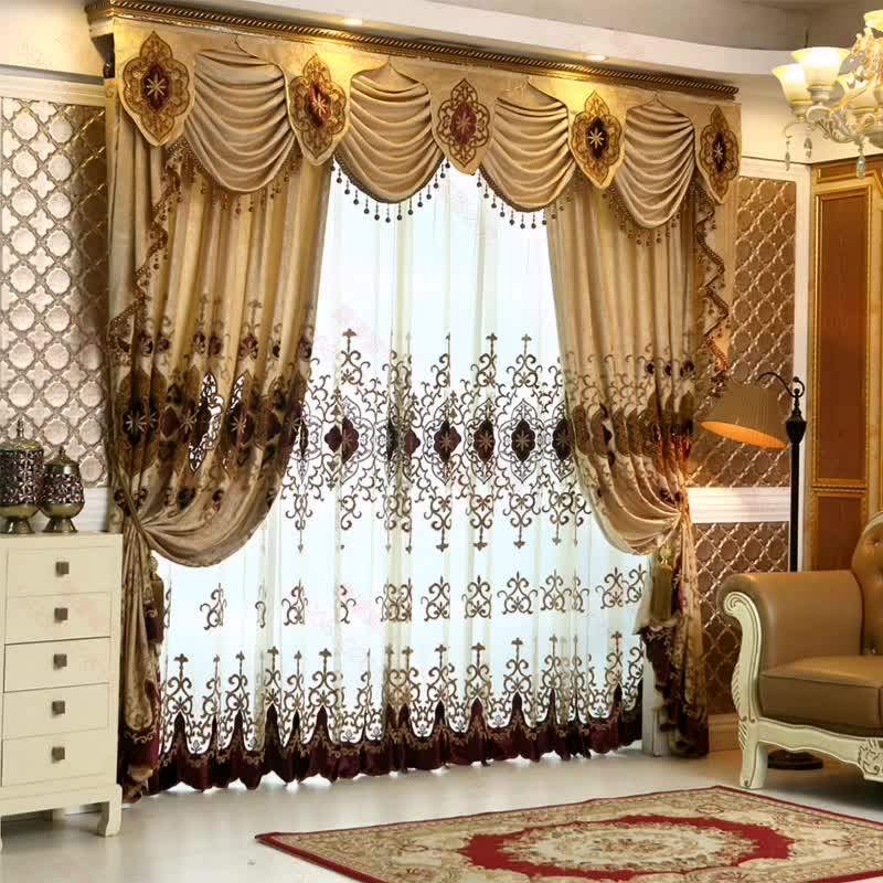 Wholesale Luxury Dubai Style Curtain Head Blackout Design Jacquard