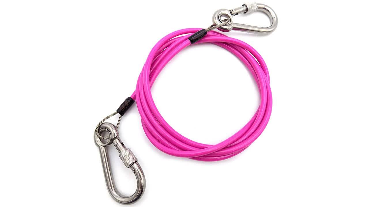 4.0mm Red Pvc Coated Galvanized Steel Wire Rope With Snap Hook For Car ...