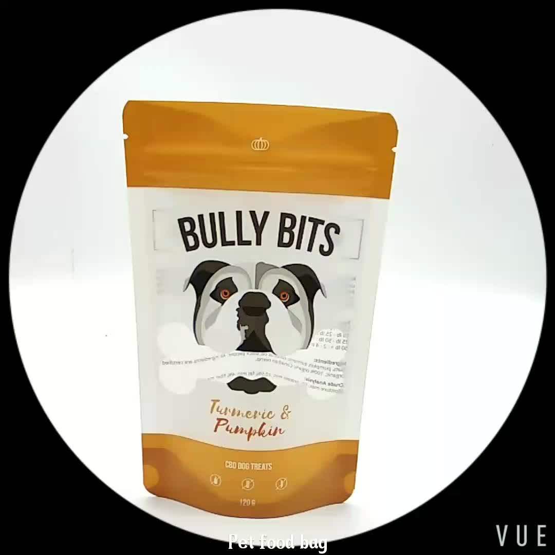 Customized Stand Up Kraft Paper Bag Pet Dog Food Packaging Bag With