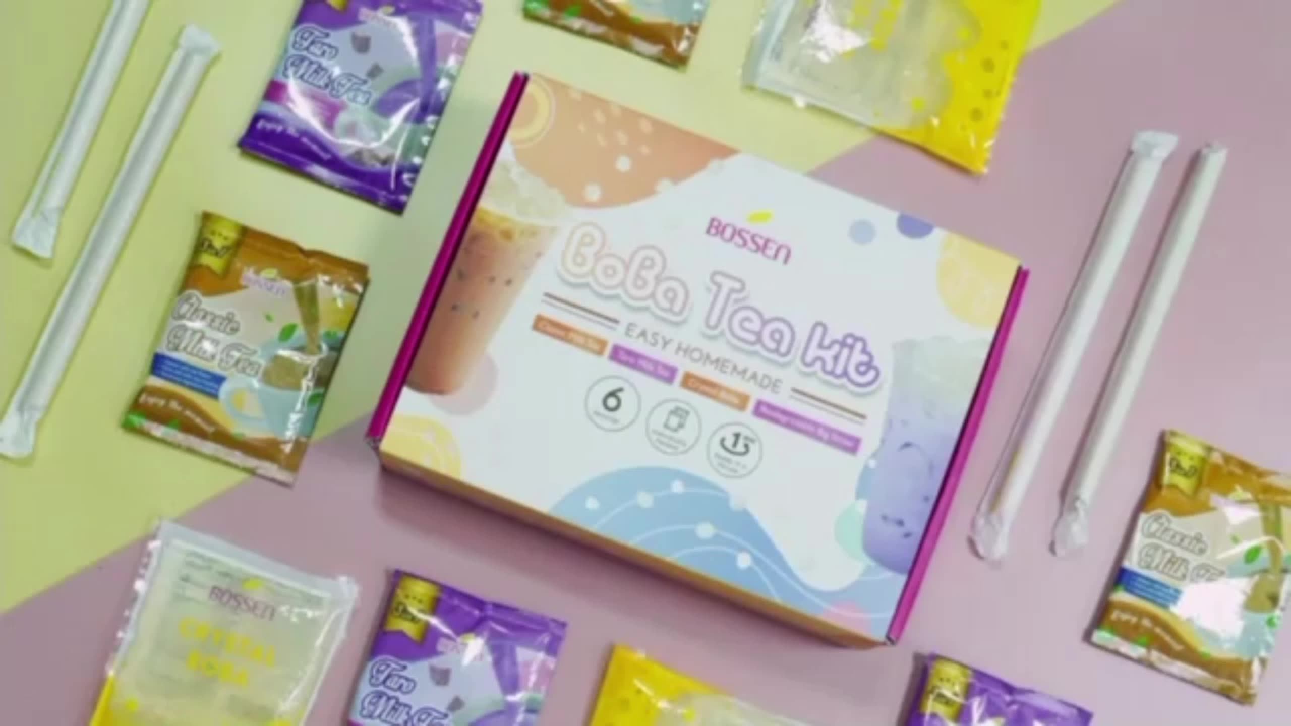 Taiwan New Product Diy Boba Tea Gift Box Instant Bubble Tea Kit Brown