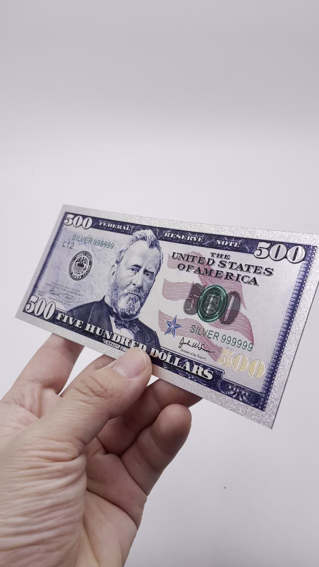 New America Ex-president 500 Dollars Money Bill Collection Silver Foil  Plated Banknote in Stock