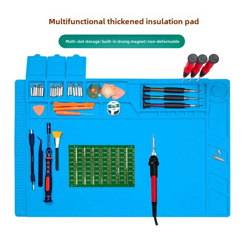 Mobile Phone and Computer Repair Silicone Pad, High Temperature Resistant Insulation Pad, Anti-Static Multi-Functional Magnetic Screw Tool Repair Pad