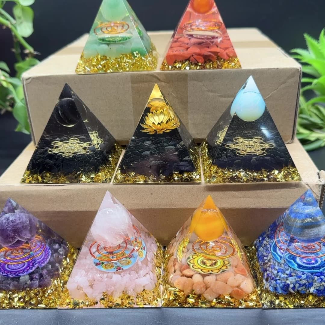5cm 6cm Wholesale Healing Crystals Resin Energy Orgone Organite Pyramid Crystal For Spiritual