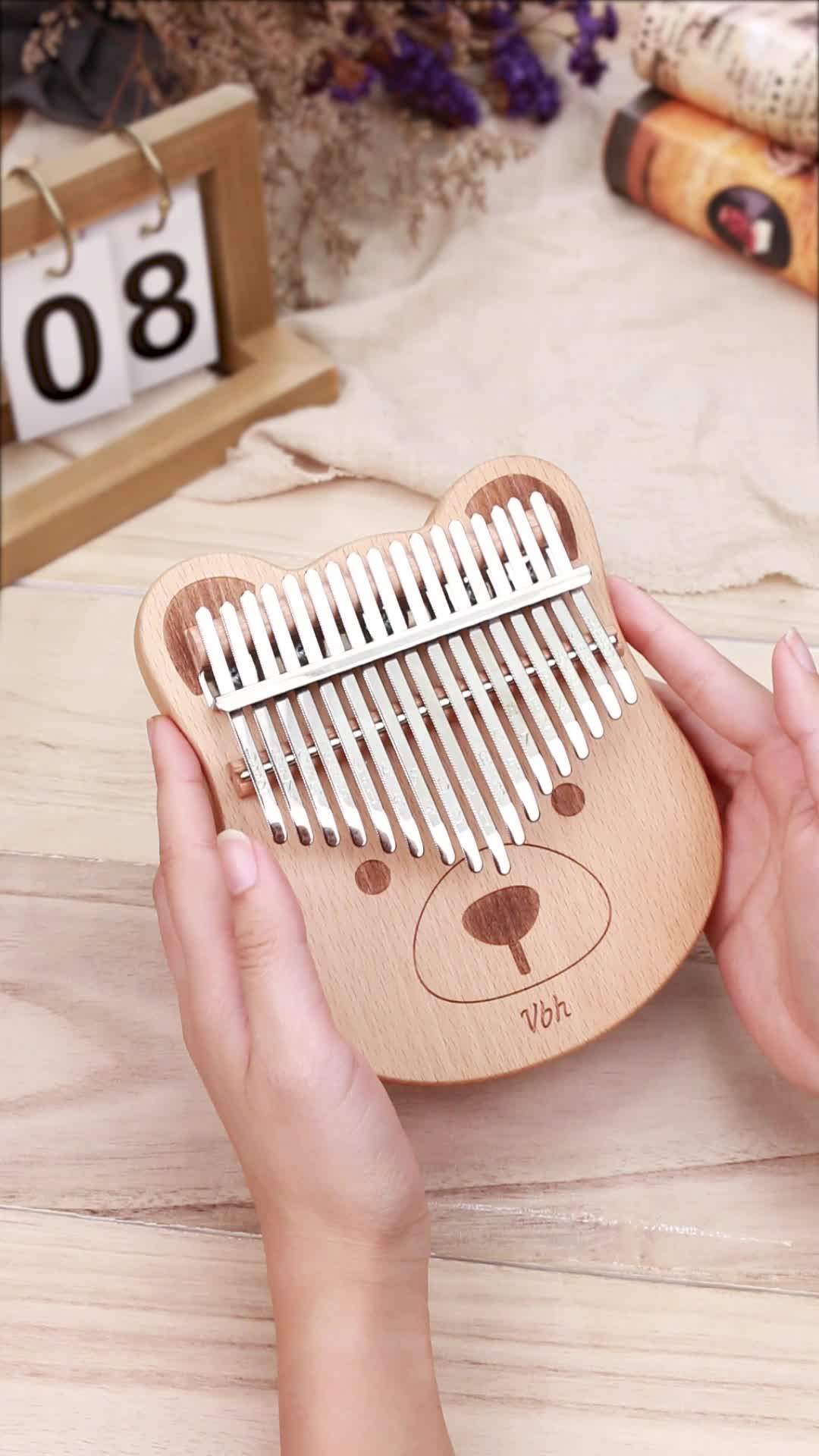 Wooden Kalimba Thumb Piano 17 Keys African Shaker Musical Instrument