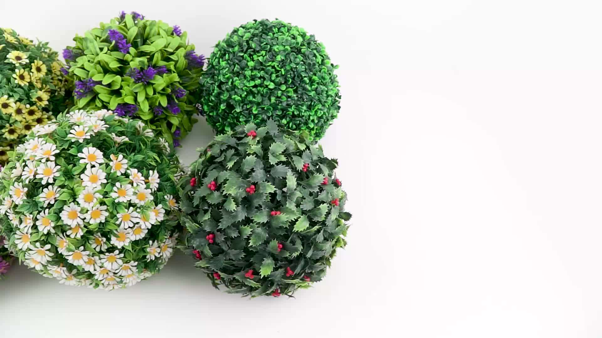 Artificial Topiary Decorative Artificial White Rose Flower Green Ball