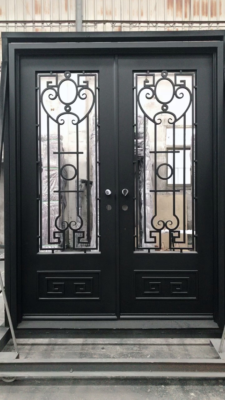 Wrought Iron Exterior Security Double Steel Hung Door With Wrought Iron Exterior Security Double Steel Hung Door With
