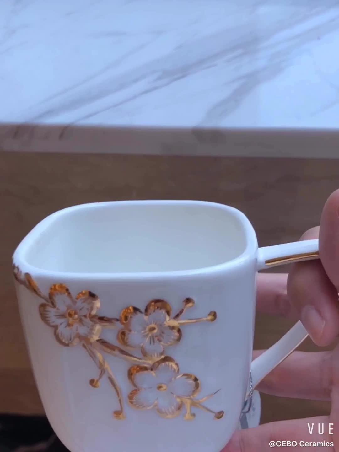 Wholesale Ceramic Flower Cup And Saucer Porcelain Coffee Cups Set White