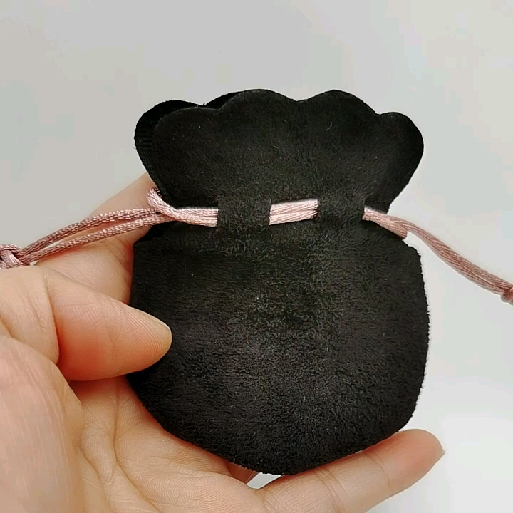 Black Velvet Jewelry Pouches With Logo Printing Packaging Drawstring