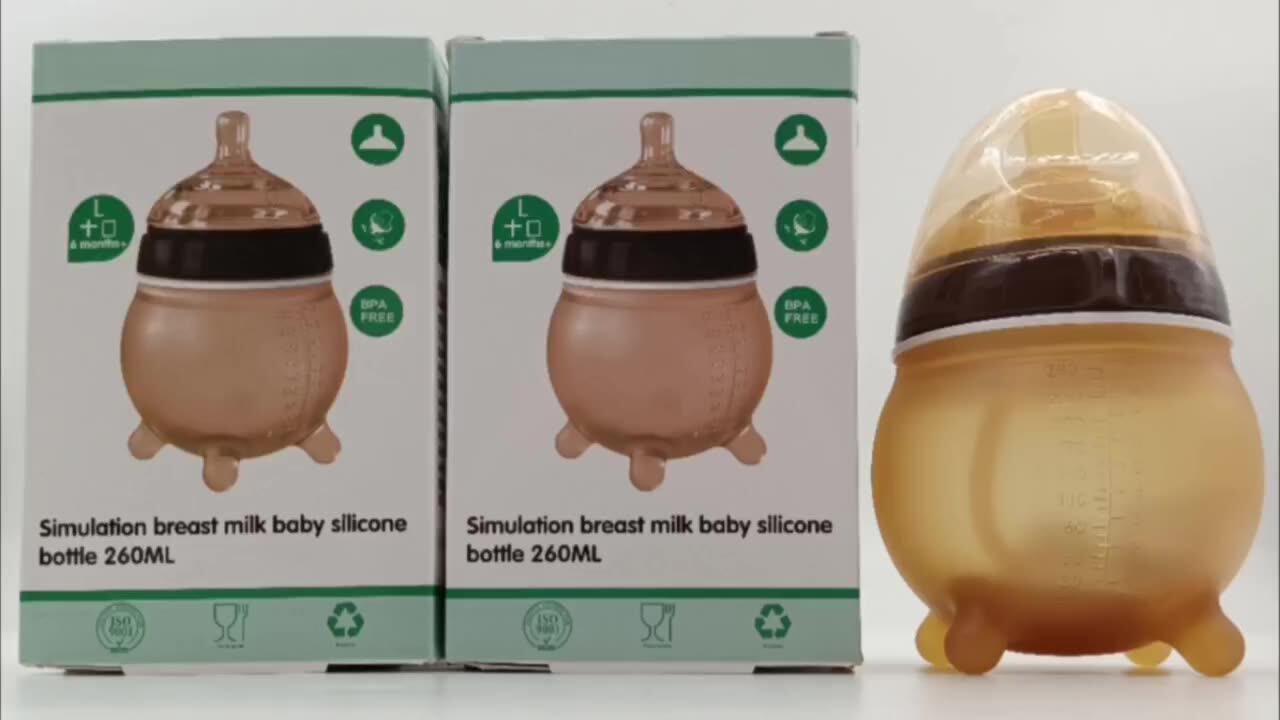 Custom Silicone Baby Bottle Breast Feeding Anti Colic Nano Silver