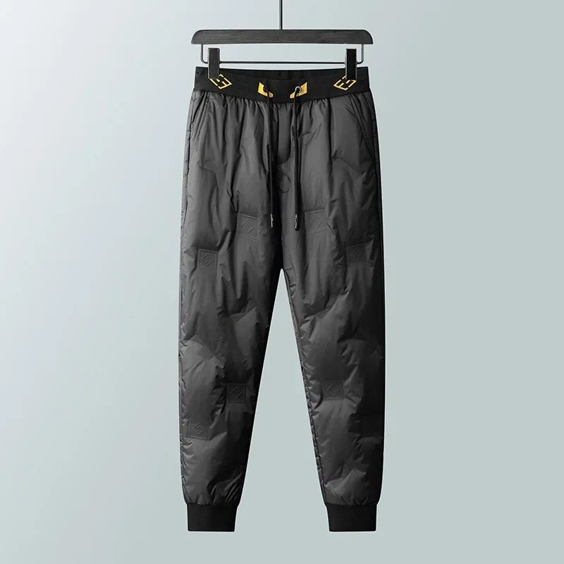 White Duck Down Pants Windproof Casual Pants Men's Trousers Northeast Men's Black in stock Straight Type Grey Duck Down Solid Color
