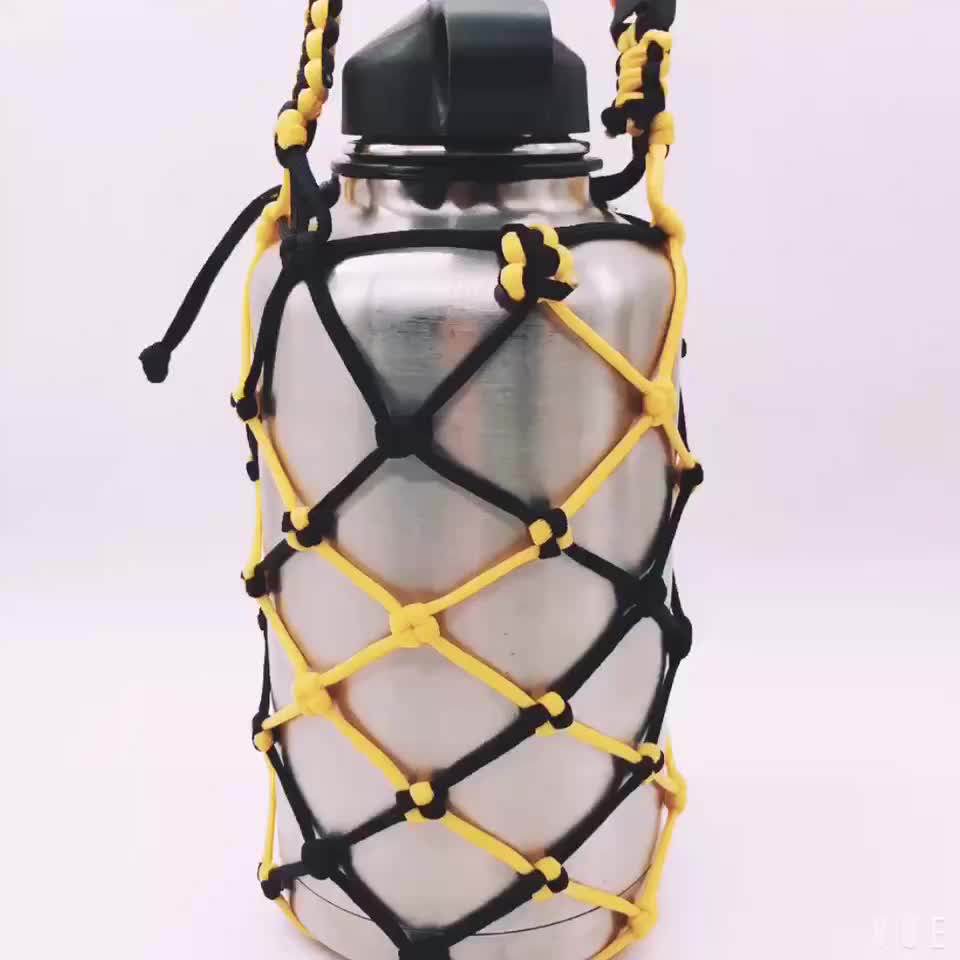 Factory Wholesale Foldable Paracord Rope Bottle Cup Holder Wine Bottle