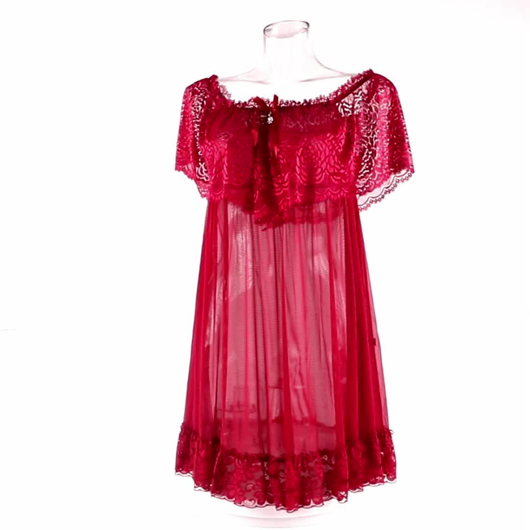 Women's Nylon Nightgowns Quality Wide Style Cute Lace Flower Sexy Hot