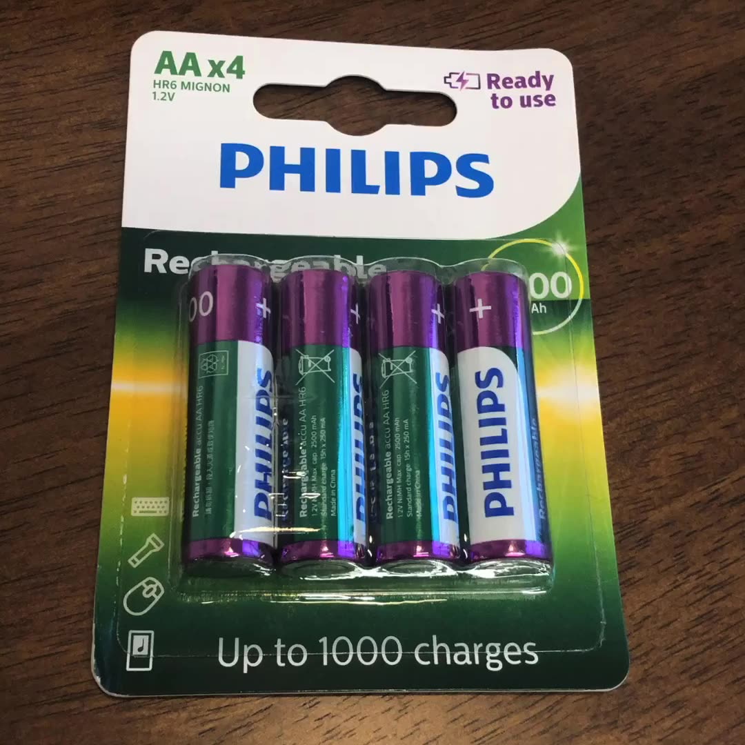 Philips 1 2v 2600mah aa ni mh aa rechargeable battery for electric