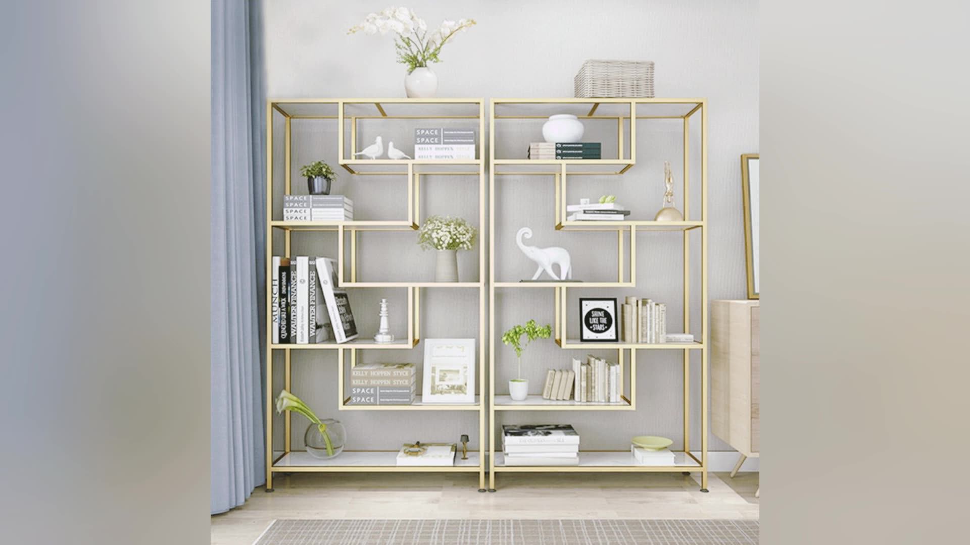 Top Quality Living Room Furniture Rose Gold Bookshelf For House Sj003