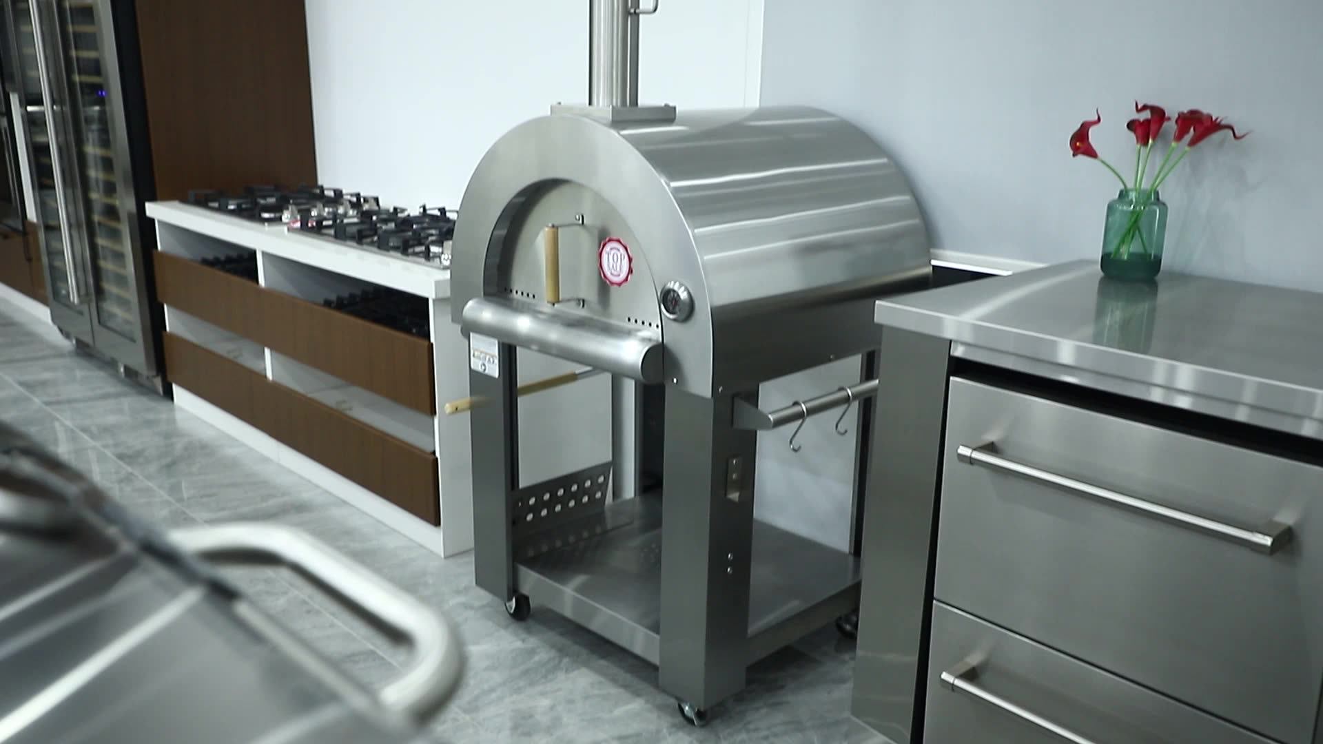 Hyxion Hpo01s 4 Pizza Tools Freestanding Outdoor Rolling Pizza Oven For