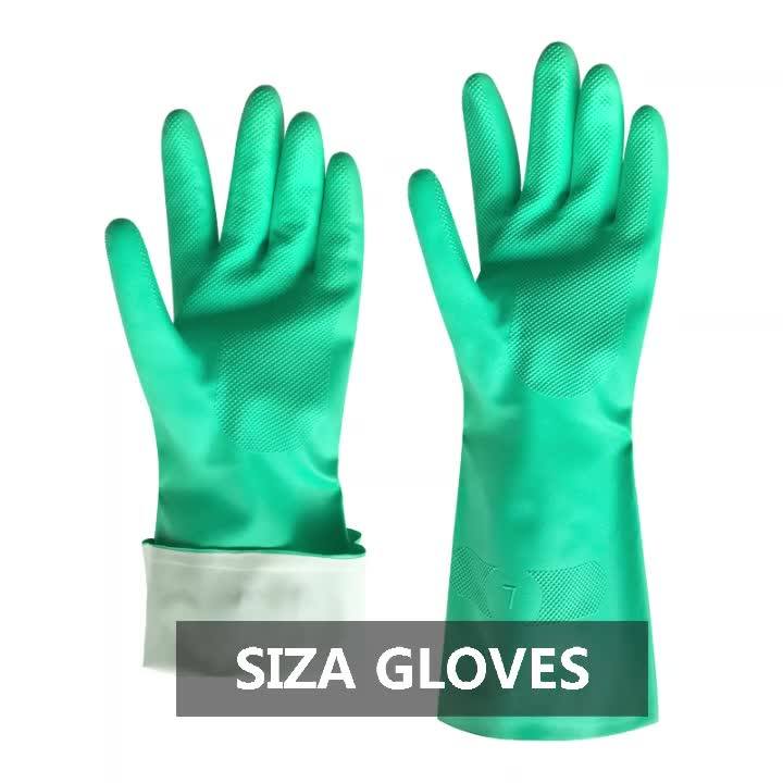 13" Green Flocked Lining Nitrile Gloves 15 Mil Diamond Buy 13inch 13