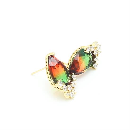 Luxury Style Colorful Fashion Jewelry Water Drop Shaped Zircon Stud