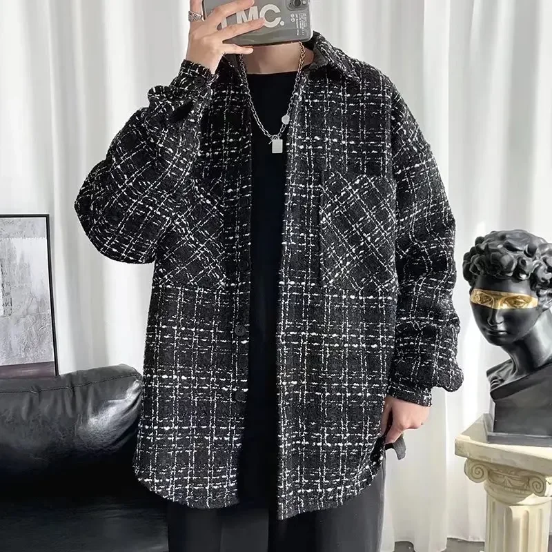 Прилив, осенняя рубашка, тенденция шерстяное пальто, оверсайз, стиль Chanel