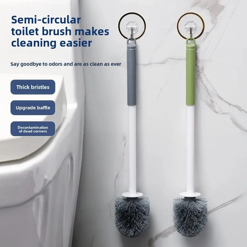 Toilet Brush Household No Dead Angle Wall Hanging Long Handle Round Ball Toilet Double-sided Brush Toilet Cleaning Hard Hair Brush