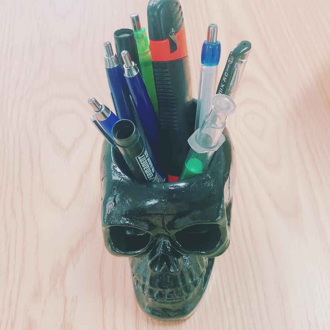 Fashion New Design Black Skull Office Stationery Storage Horror Funny