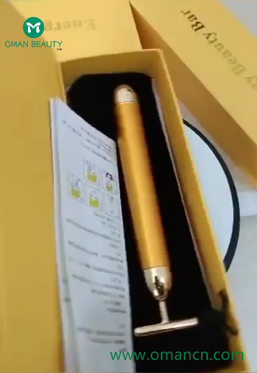 T字型24金純金電動フェイスリフティング振動マッサージエナジーバー
