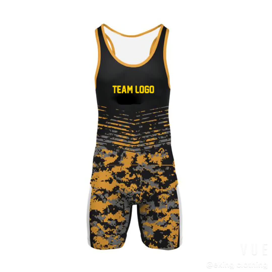 Wholesale Cheap Usa Custom Sublimation Men Low Cut Singlet Wrestling
