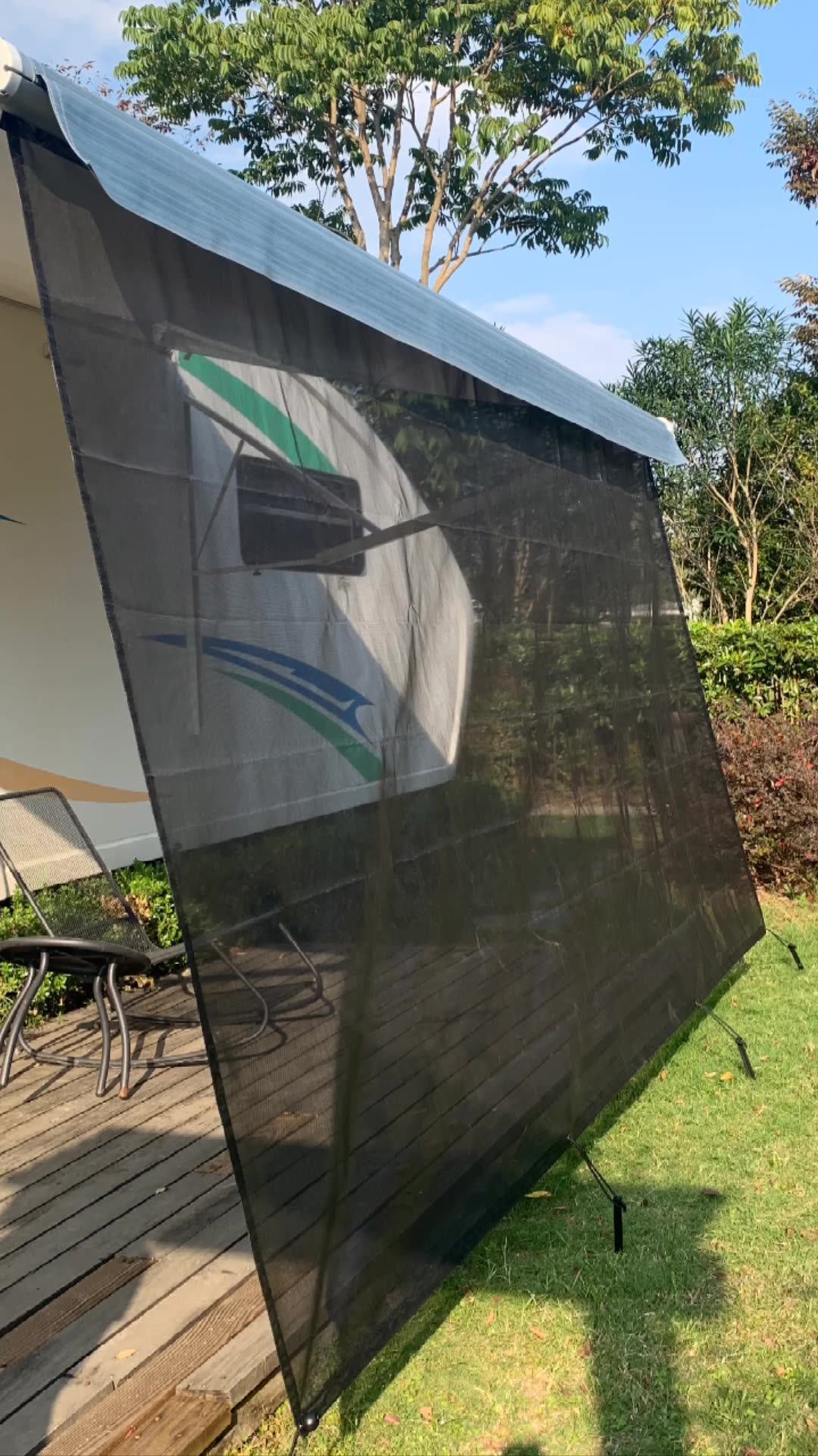 Rv Sun Shade Screen For Awning 9' X 15' 5'' Black Mesh Sunshade