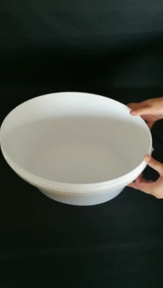 Plastic Packaging Container Oval Bucket Tub With Lid & Handle Cream