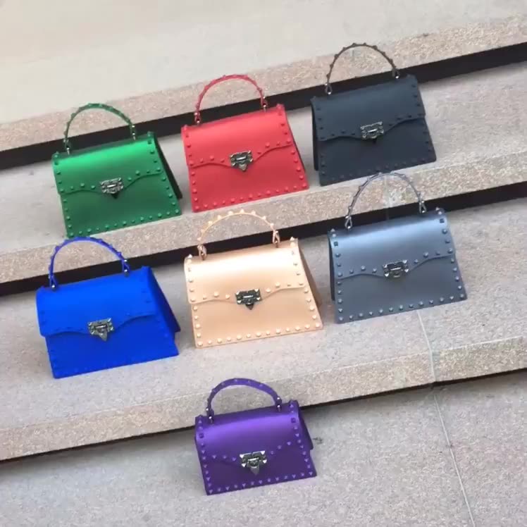 Ladies Purse Matte Pvc Bags Rivet Jelly Purse Bags Women Handbags For
