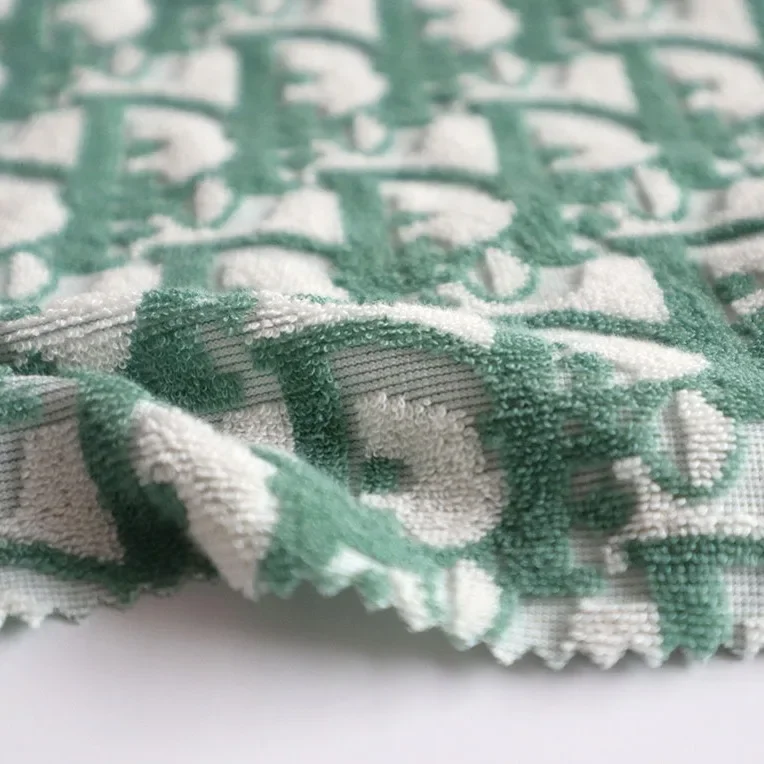 Yarn-dyed weft-knitted jacquard terry cloth men's short-sleeved T-shirt shorts autumn and winter terry cloth